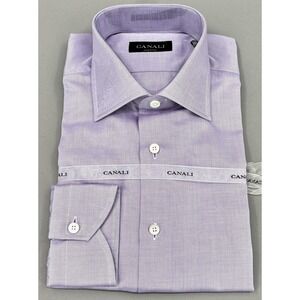 Canali Shirt Mens 15.75 40 Purple Twill Modern Fit Long Sleeve Dress Italy NEW